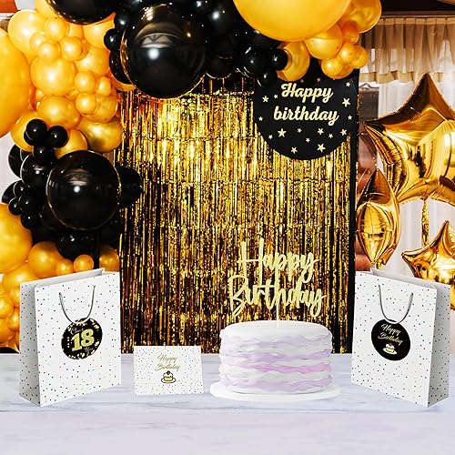 Miniatura 4 de Sumerk Set de regalo de cumpleaños 18  Saludos a 18 bolsas de papel con tarjetas y calcomanías  2 bolsas, 2 tarjetas, 2 calcomanías