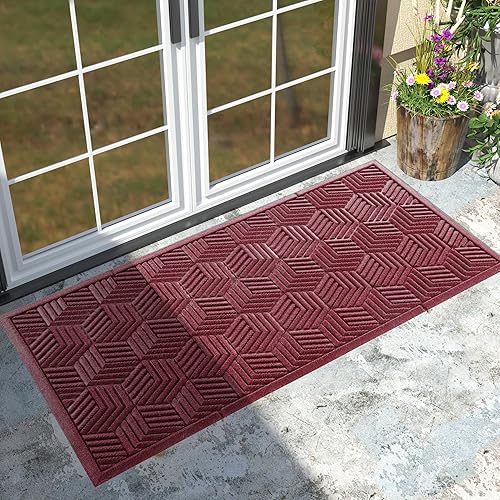 Miniatura 9 de Yimobra Tapete para puerta de entrada delantera, resistente para todas las estaciones, para interiores y exteriores, goma natural duradera,