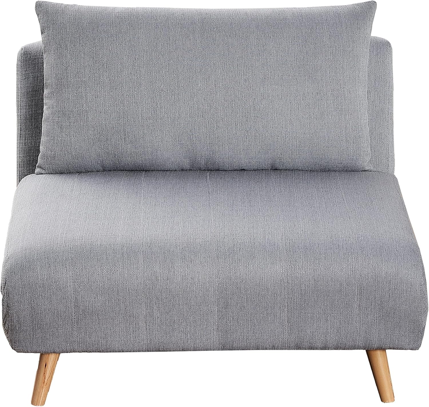 EMMA + OLIVER Stillwell 3-in-1 Convertible Sleeper Chair with Hideaway Legs and Pillow in Channel Stitched Light Gray Fabric Upholstery