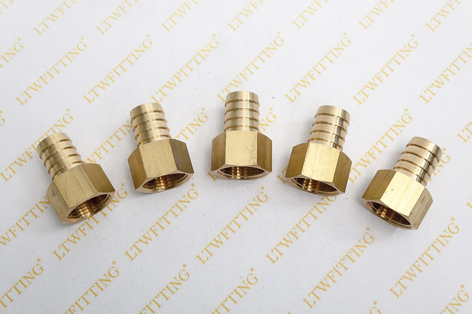 Brass Fitting Coupler 3/4-Inch Hose Barb x 3/4-Inch Female NPT Fuel Water Boat(Pack of 5)