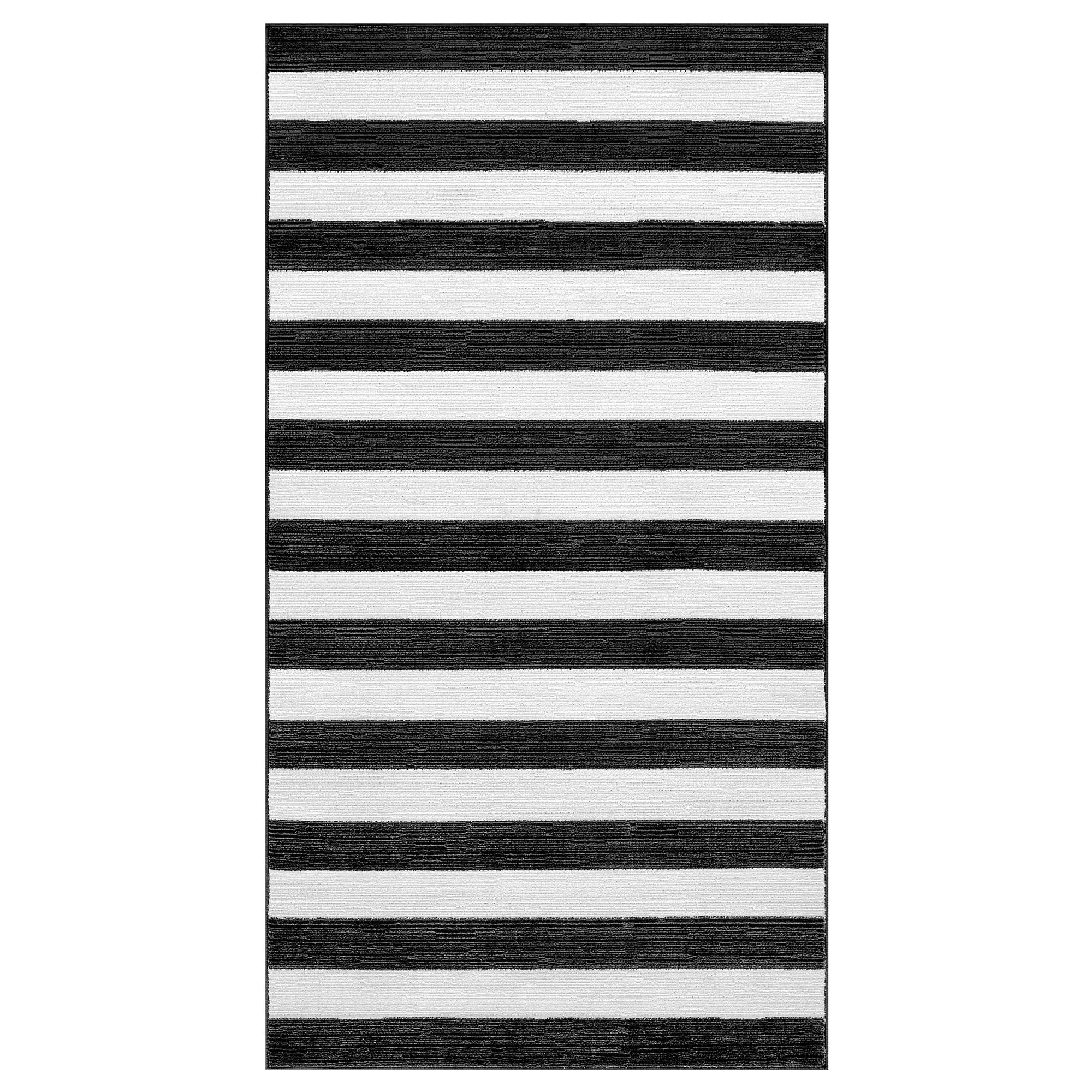 Tapis à poils courts ProTuning ELSYSTEM noir et blanc rayé de 80 x 150 cm