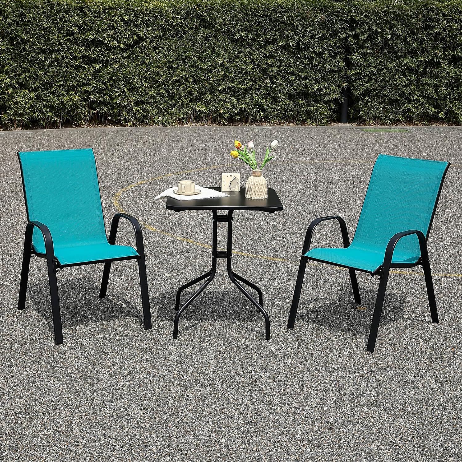 Elegant Round Patio Table Outdoor Dining Table-Transform Your Garden Into A Dining Oasis Perfect for Backyard Gatherings Family BBQ Balcony Deck Poolside Patio Dining Table(Metal Square 60cm)