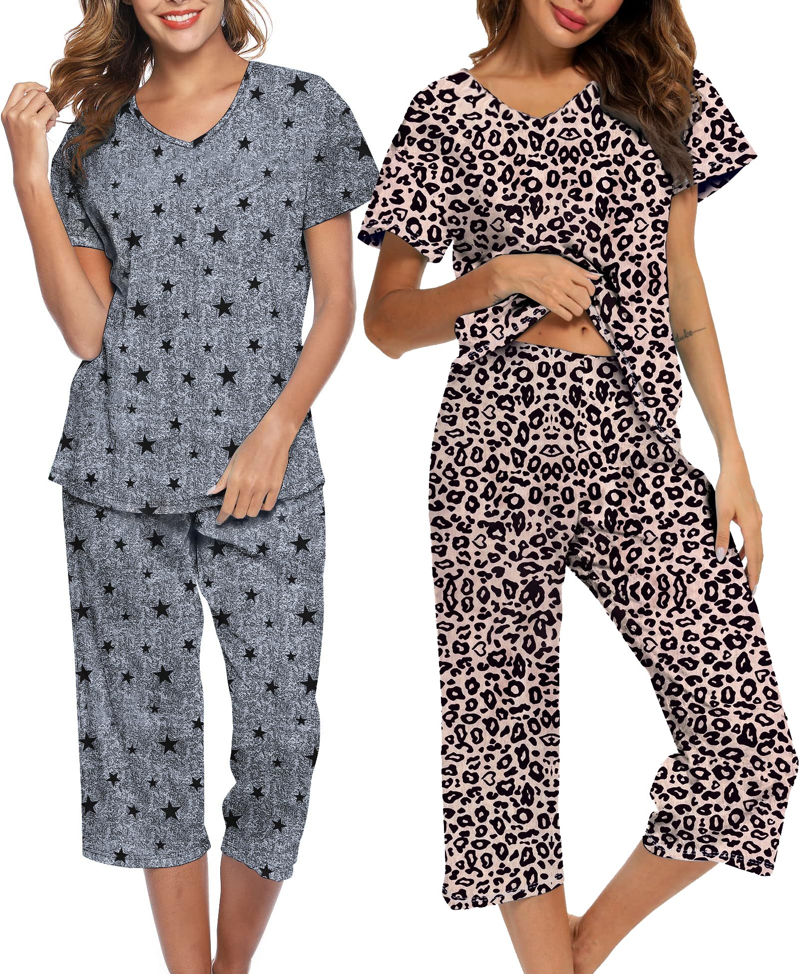 ENJOYNIGHT 2 Pack Womens Pajama Sets