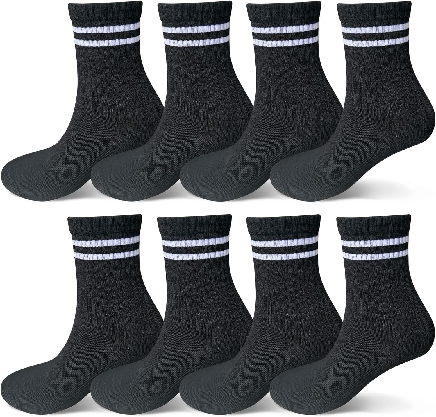 mpeter Kids Crew Socks 8-Pack for 4-16 Years Old - Cute Soft Cotton Comfortable Everyday Socks for Girls and Boys