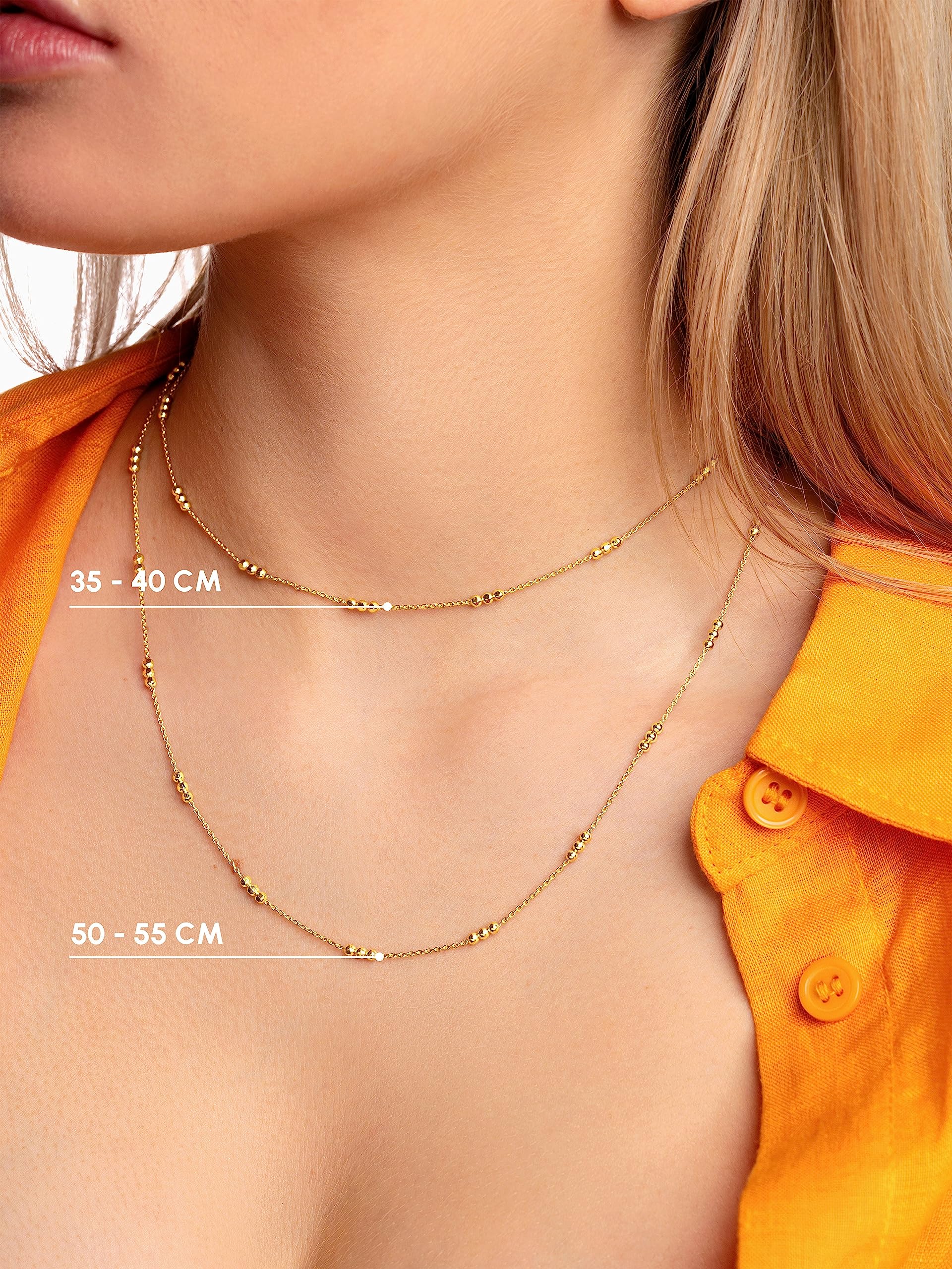 SINGULARU - Collana Triple Dots. Catena con Sfere in Argento Sterling 925 con Finitura Placcata Oro 18Kt. Gioielli da Donna