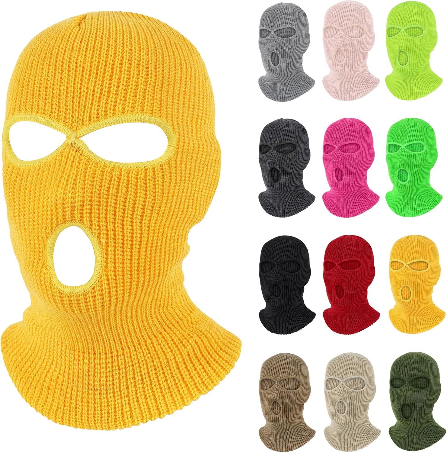 Pukavt 3 Hole Winter Knitted Mask, Full Face Cover Ski Mask Warm Balaclava for Skiing, Motorcycle, Snowboard
