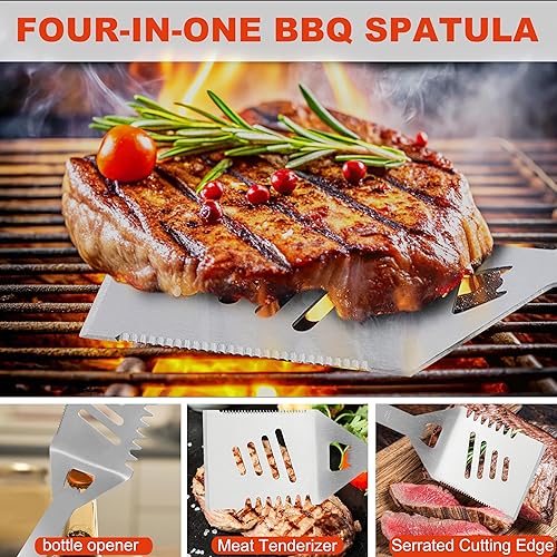 Miniatura 3 de Grilljoy Juego de herramientas de parrilla de acero inoxidable para barbacoa  22 piezas de acero inoxidable para parrilla al aire libre con estuche