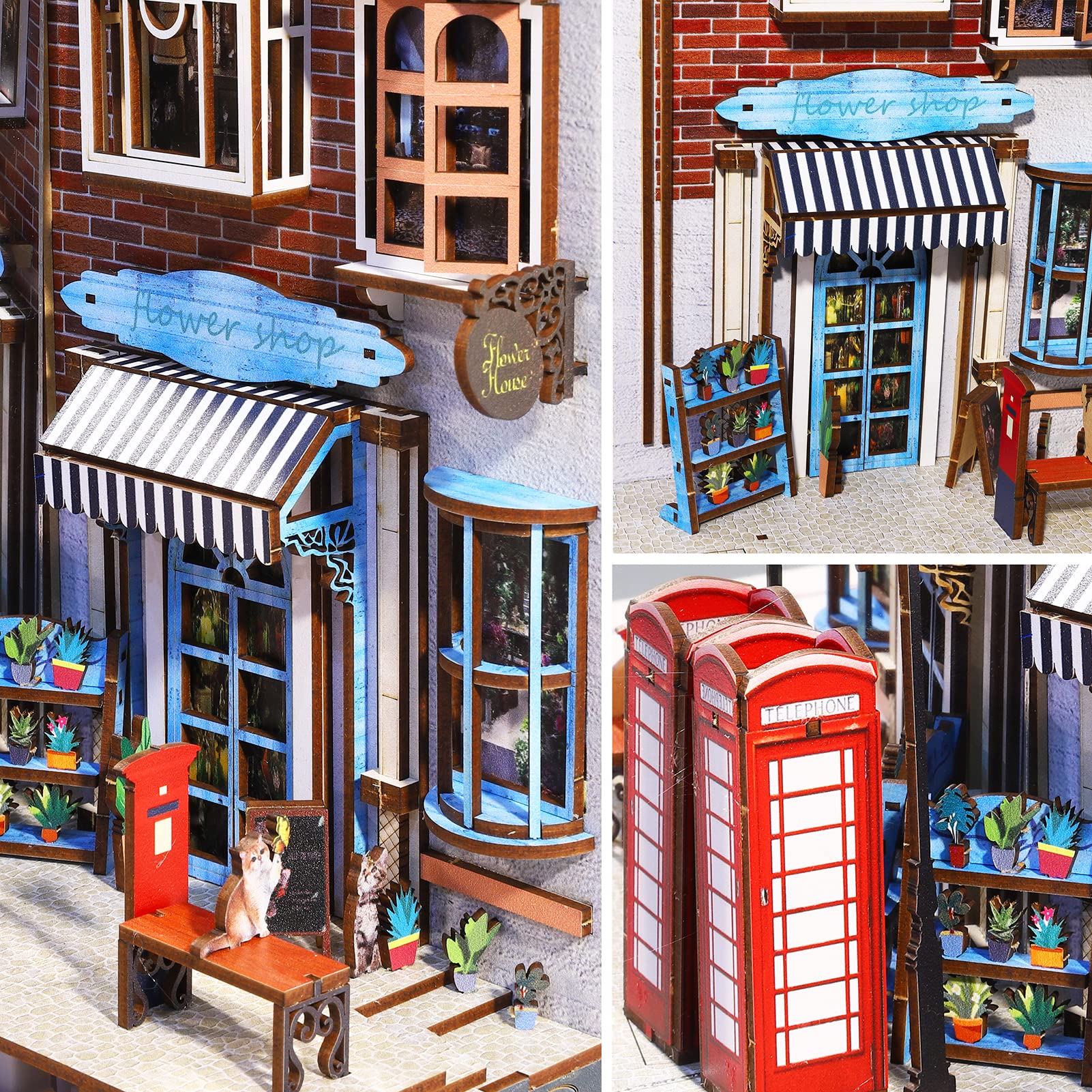 Book Nook Bookcase Set Mini Doll House DIY Wooden Shelf Insert Kit