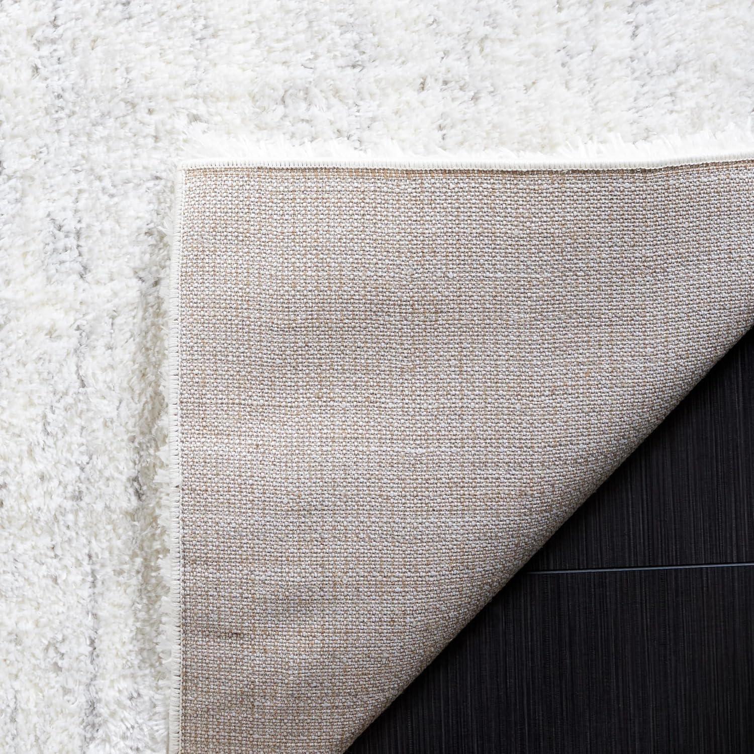 SAFAVIEH Jasmine Shag Collection Area Rug - 9' x 12', Ivory & Light Grey, Non-Shedding & Easy Care, 1.25-inch Thick, Ideal for The Living Room, Dining, Bedroom (JSM100A)