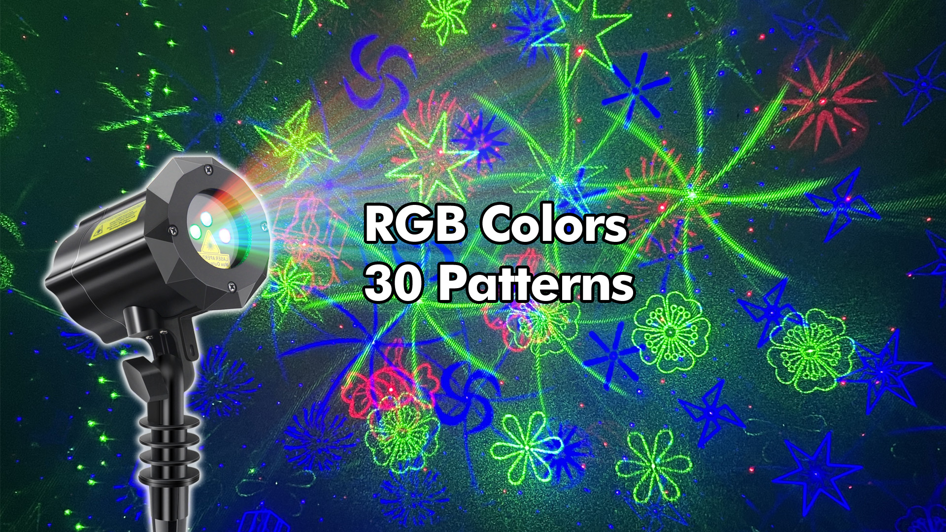 Image of Poeland Christmas Moving Laser Lights, Garden Projector Lights 30 Patterns, Decorative Lights for Indoor, Outdoor, Home, Garden