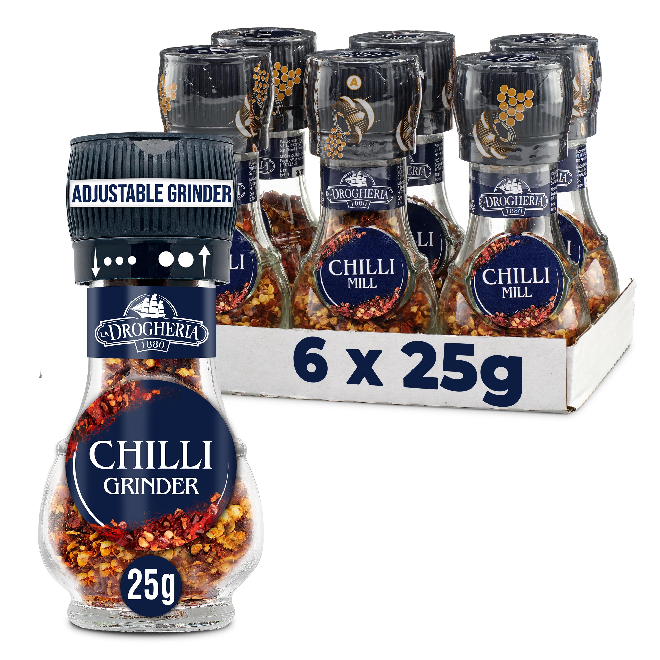 La Drogheria Chilli Flakes Adjustable Grinder 25 g (Pack of 6)