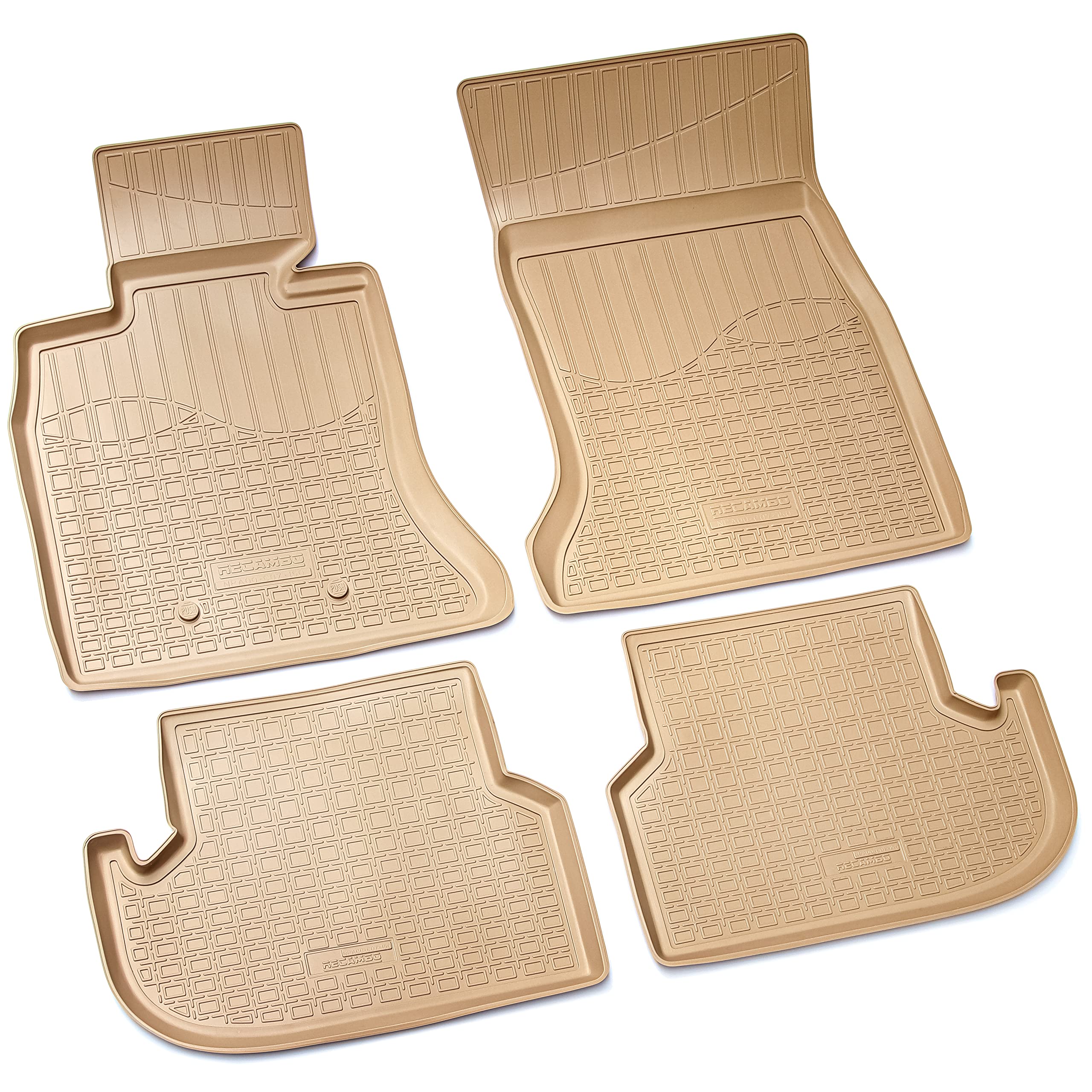 Recambo Tappetini in gomma 3D compatibili per BMW serie 5 F10 F11 Limo Touring | 2013 2017 | Tappetini in gomma | su misura | con bordo | Beige