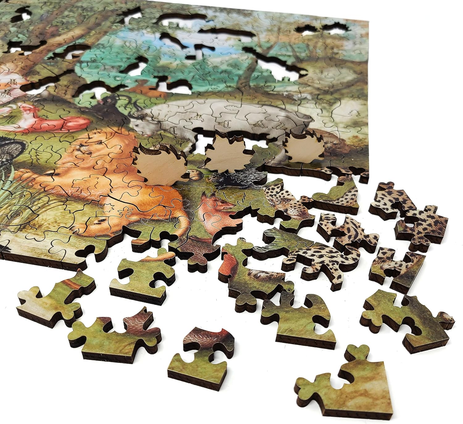 Wooden Puzzle for Adults - Uniquely Shaped Pieces - Made in The USA by FoxSmartBox - 390 Pieces - Orpheus Charming Animals