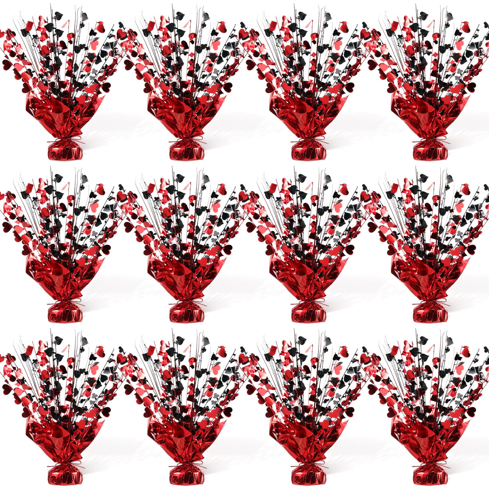 Foilswirl 12 Pcs Casino Metallic Foil Spray Centerpieces for Tables Las Vegas Theme Party Supplies Casino Theme Party Decorations for Poker Night Game