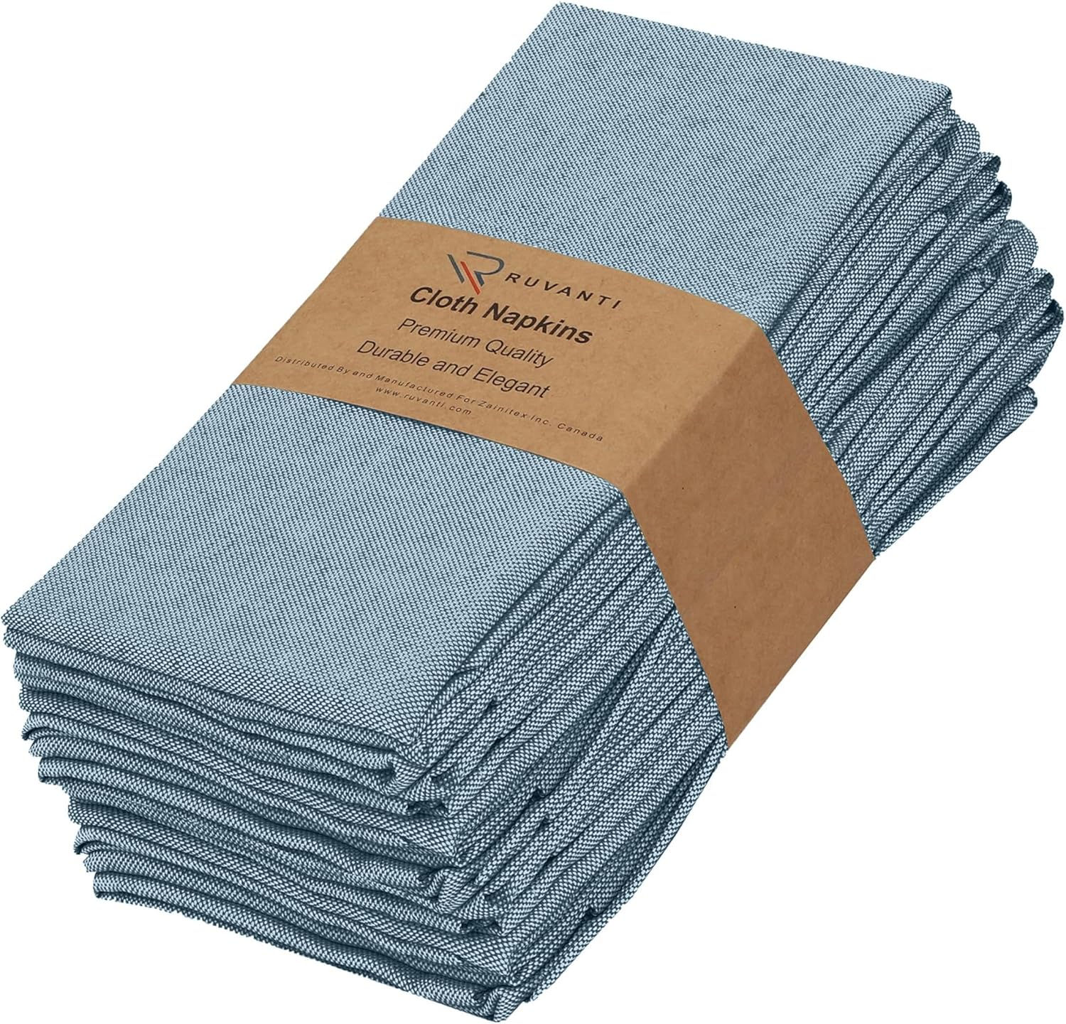 Set de 12 Servilletas de Tela Ruvanti 45x45 cm, Teal, Polialgodón