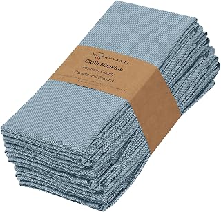 Ruvanti Cloth Napkins Set of 12, 18x18 Reusable Napkins Cloth Washable, Soft & Durable Table Napkin, Poly Cotton Fabric Dinner Napkins for Parties, Christmas, Thanksgiving, Weddings - Teal