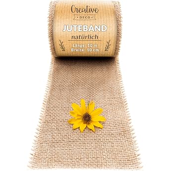 Creative Deco Jute Ribbon Jute Runner Roll 10cm x 10m Wrap Strips Table Runner Wedding Decoration Wide Natural Brown Fabric Jute Fabric Table Runner Decorative Boho Ribbon