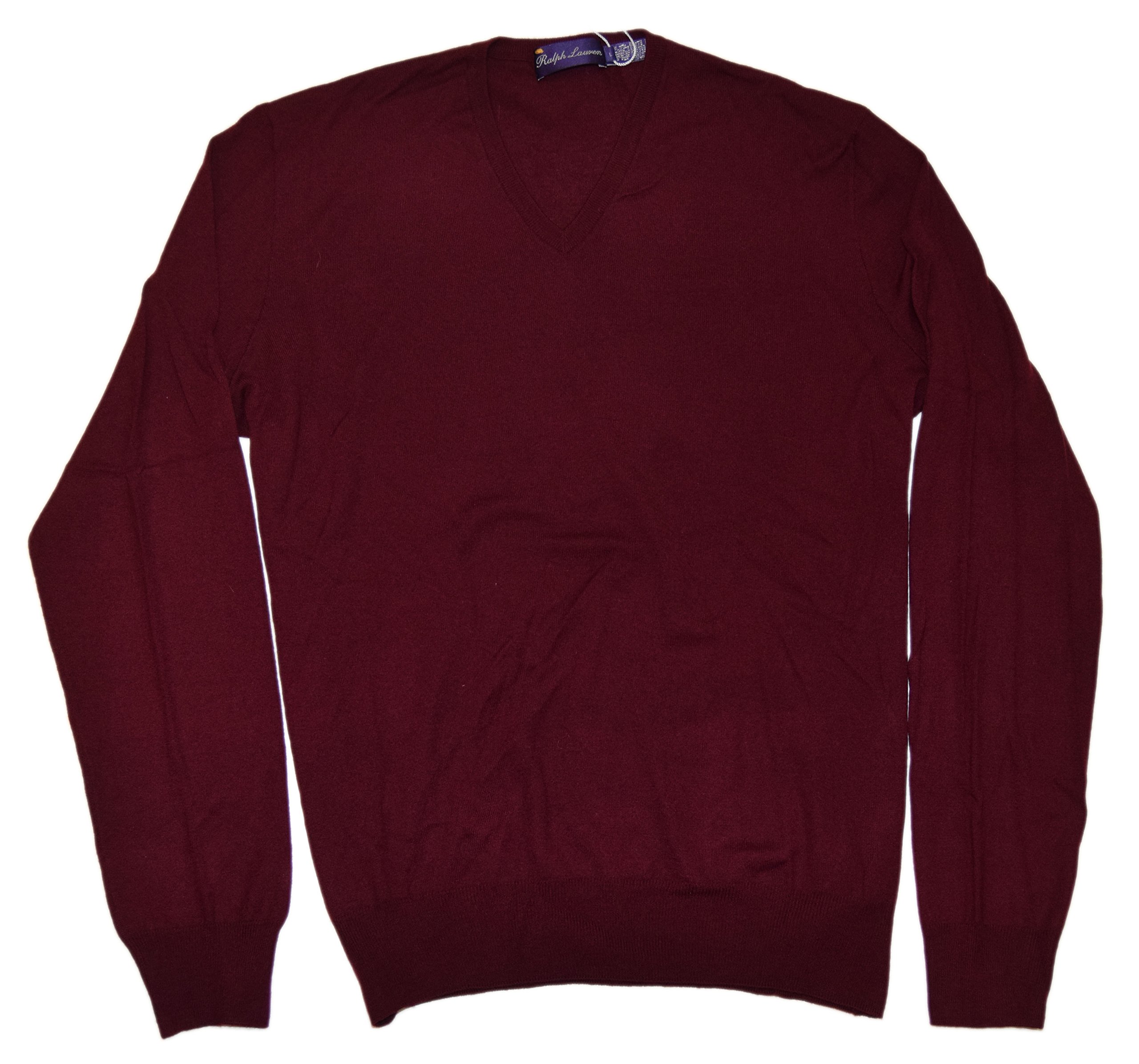 Polo Mens Purple Label Red Vneck Sweater Cashmere Italy XL $950