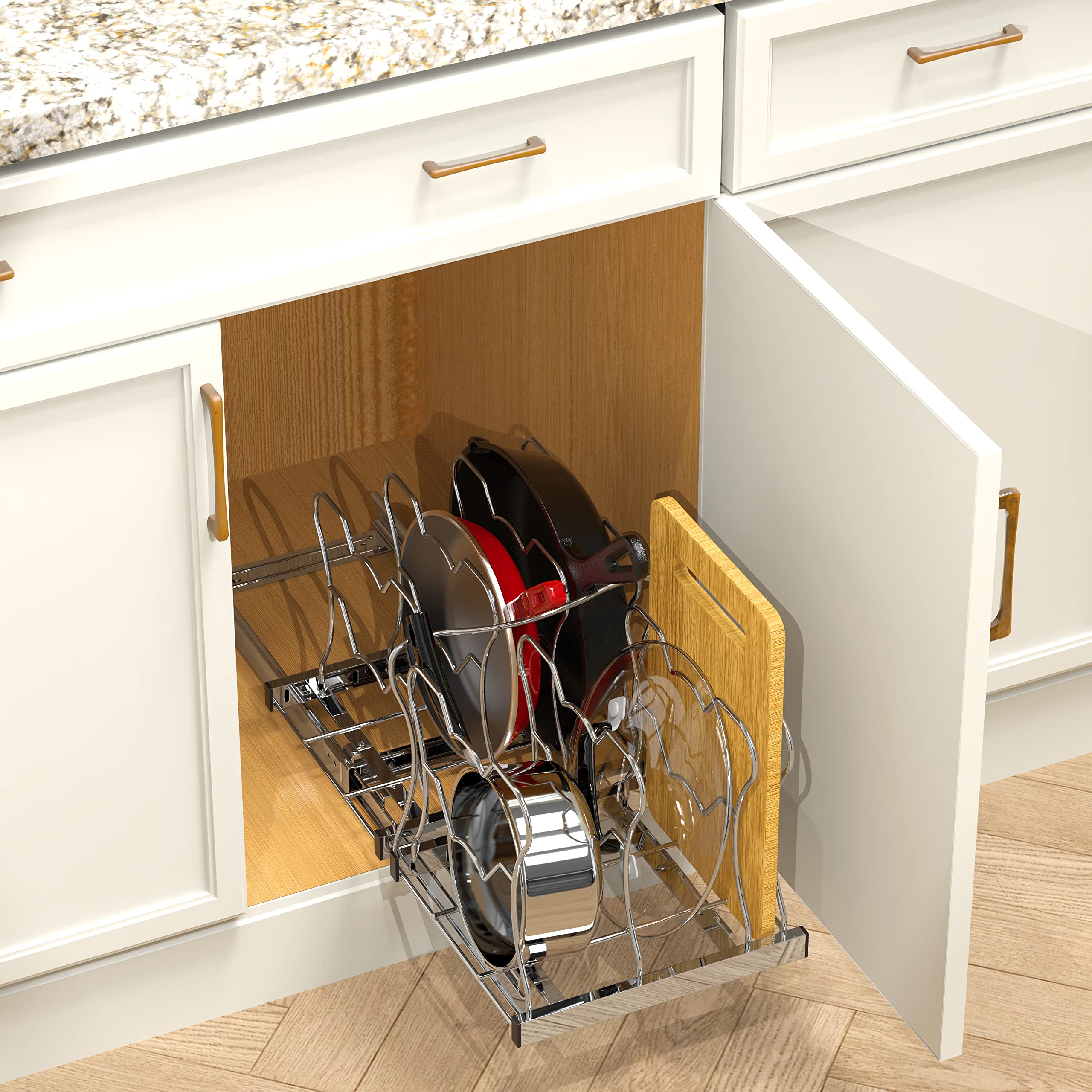Simple Houseware Organizer Impilabile A 3 Livelli Con Cestelli Scorrevoli | Bianco, Per Dispensa, Armadio, Cucina