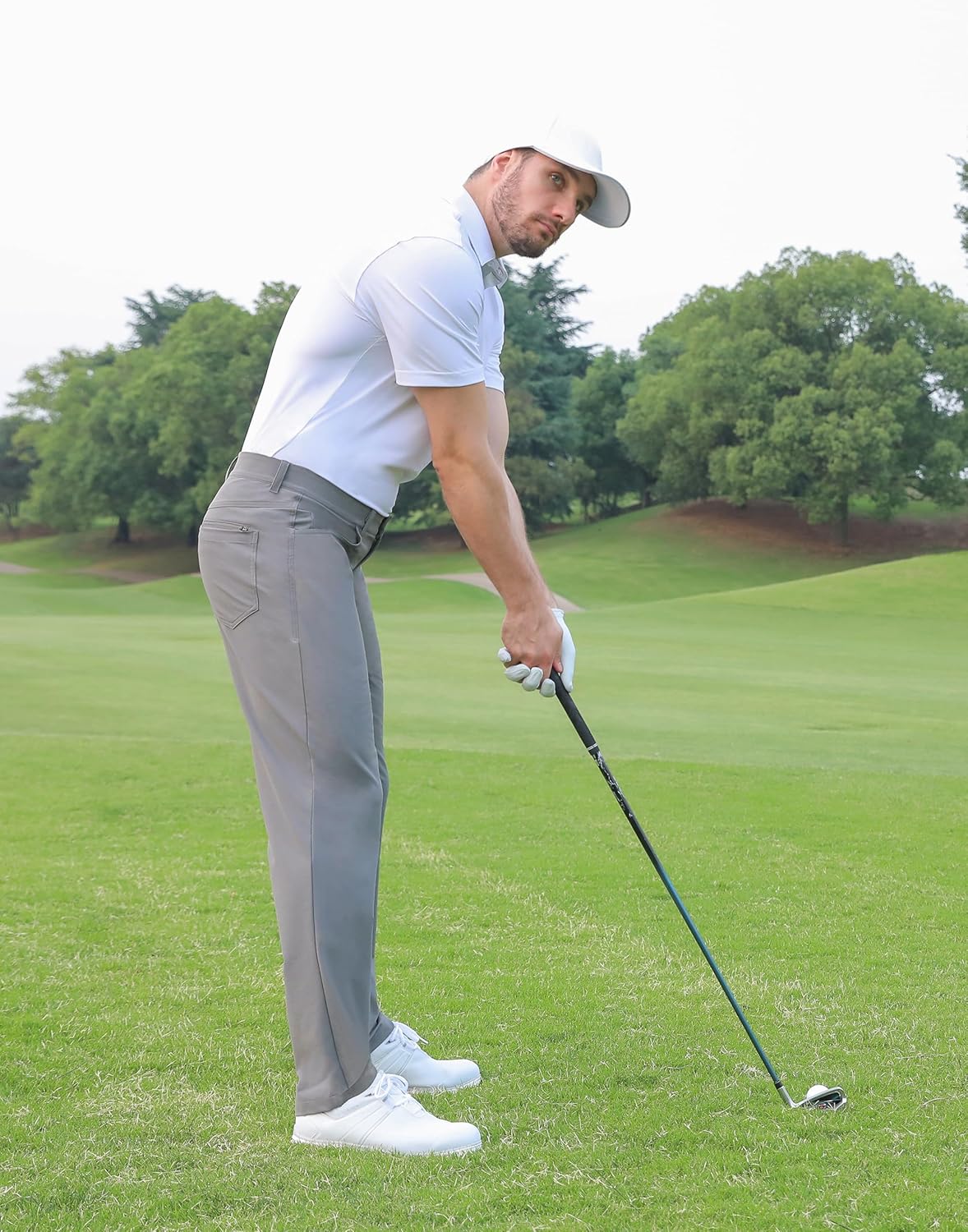 Mens Golf Pants Stretch 5 Pocket Classic Fit 30"/32"/34" Quick Dry Water-Resistant Dress Casual Work Trousers - Image 2