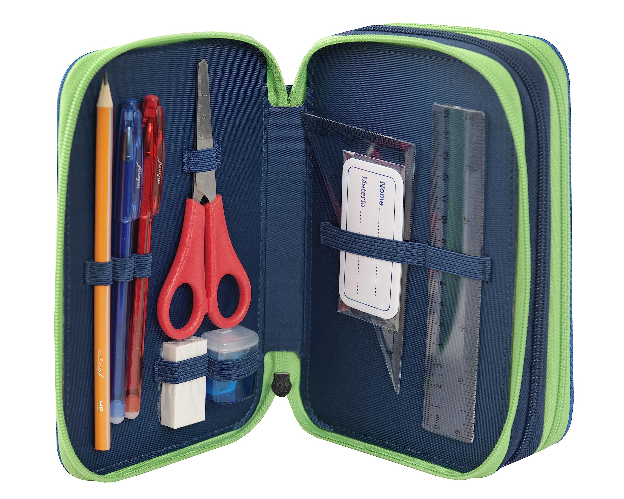 MINECRAFT - Astuccio 3 Scomparti Bambina e Bambino con Cancelleria Scuola Integrata e Vani Portapenne + Penna Cancellabile - Astuccio Scuola Organizer Grande, Blu - 20x12Hx7