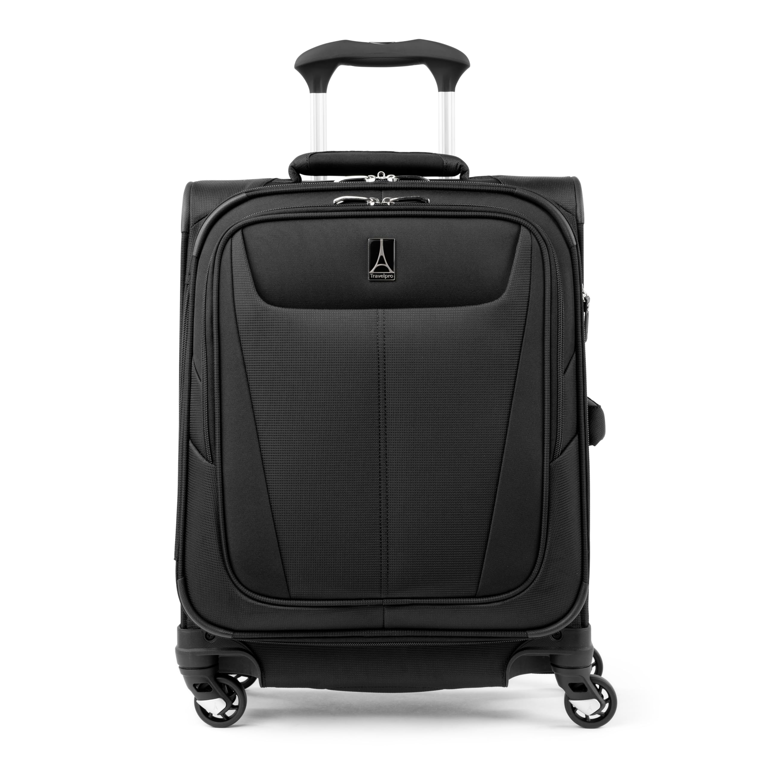 Maxlite 5 Softside Expandable Carry on Suitcase with 4 Spinner Wheels, Lightweight Suitcase, Men and Women, International, Black, Carry on 49x39x20 cm