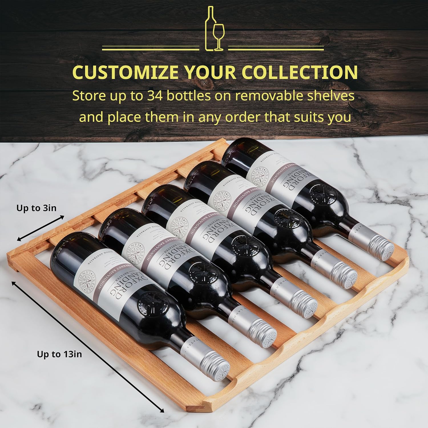 SCHMÉCKÉ 34 Bottle Compressor Wine Cooler Refrigerator w/Lock - Large Freestanding Wine Cellar For Red, White, Champagne or Sparkling Wine - 41f-64f Digital Temperature Control Fridge Stainless Steel