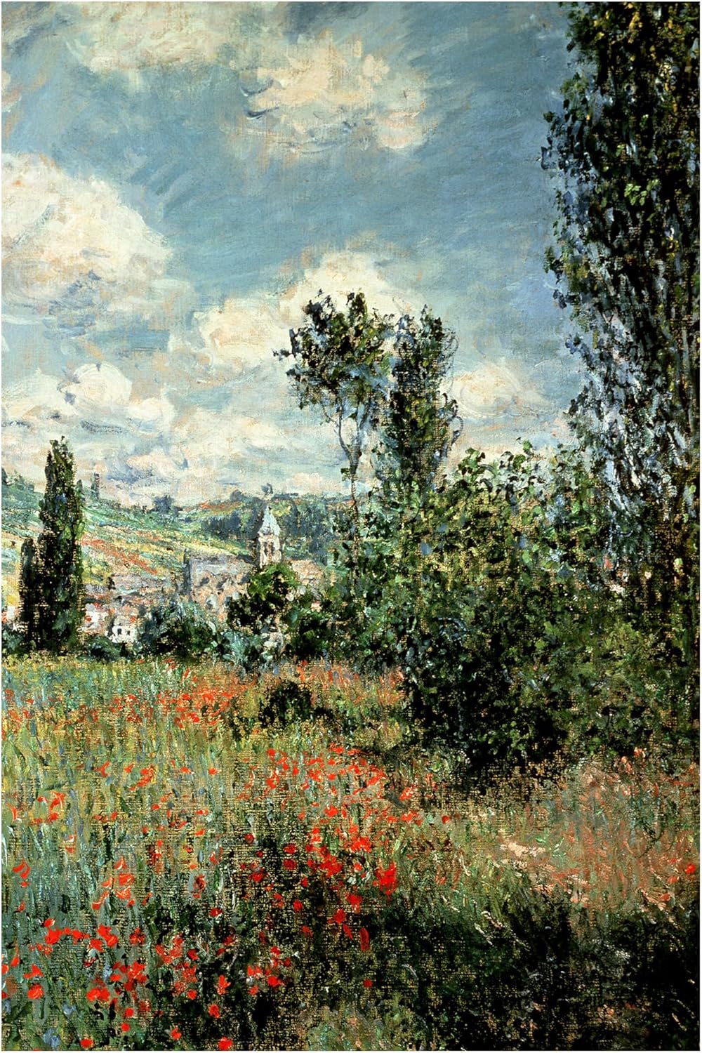 Wrapped Canvas Wall Art - Claude Monet 'Path through the Poppies' Wall Art for Living Room, Bedroom, or Office Décor - 16x24
