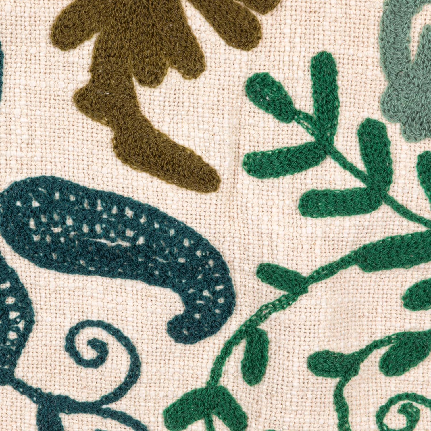 Creative Co-Op Cotton Slub Embroidered Throw with Suzani Pattern and Tassels, Multicolor - Image 5