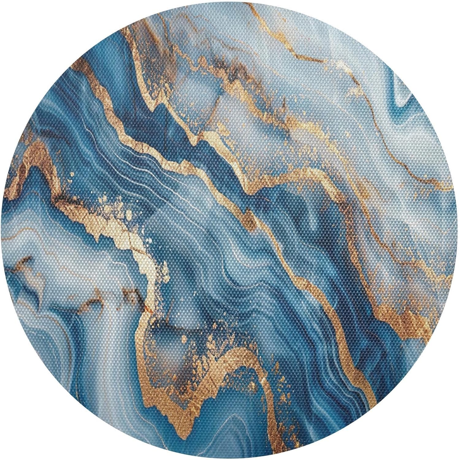 Blue Gold Marble Dinner Table Placemats, Heat Resistant Non Slip Dinner Placemats Round for Kitchen, Set of 6