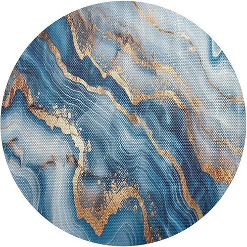 Mantel individual redondo de mármol azul dorado, lavable para mesa de comedor para cocina (talla única x 1)