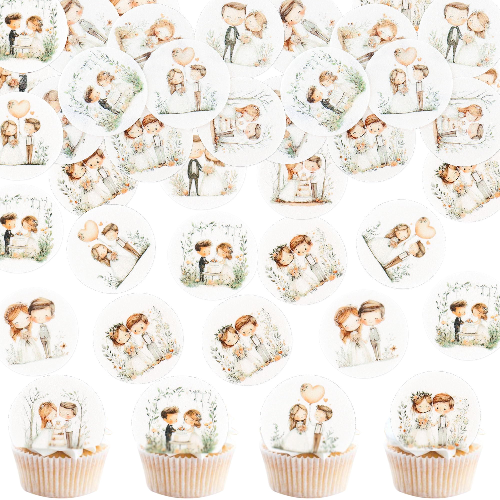 40PCS Edible Bridal Shower Cupcake Toppers Miss to Mrs Cake Decorations Wedding Theme Bridal Shower Married Engagement Party Decoration Supplies