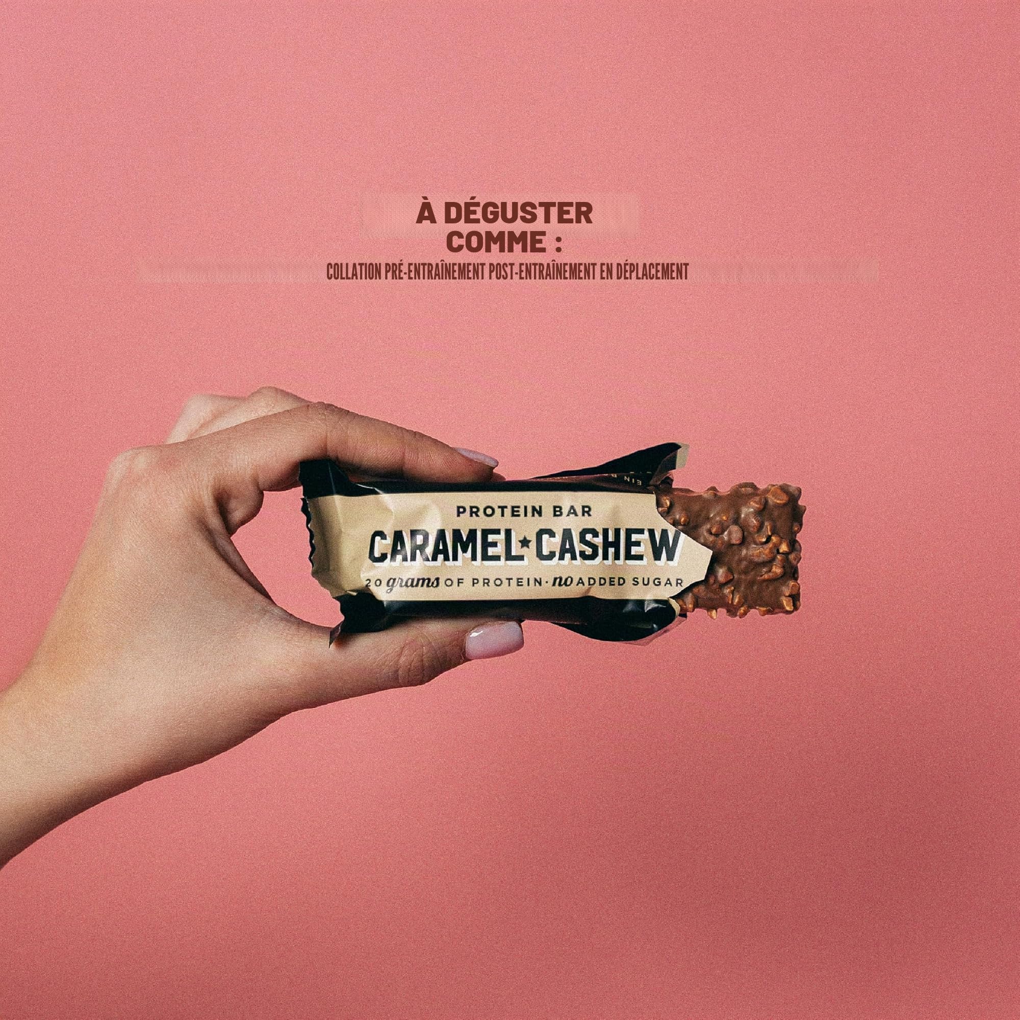 Barebells Barres protéinées au caramel et noix de cajou – 12 barres de 53,9 g avec 20 g de protéines riches en protéines – Barre protéinée au chocolat avec 1 g de sucres totaux – Barre protéinée
