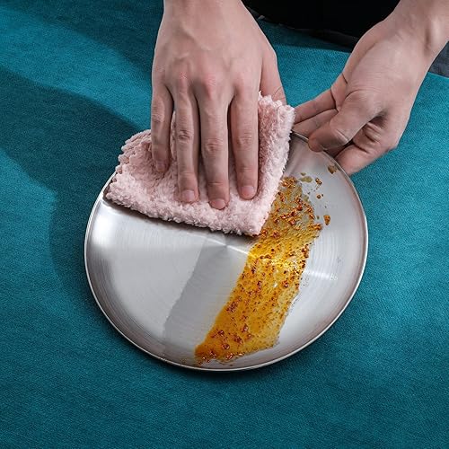 Miniatura 5 de Paoli Plato de acero inoxidable 188 para platos principales, carne a la parrilla, postre, ensalada y fruta, gran capacidad de 9 pulgadas (9.1 in)