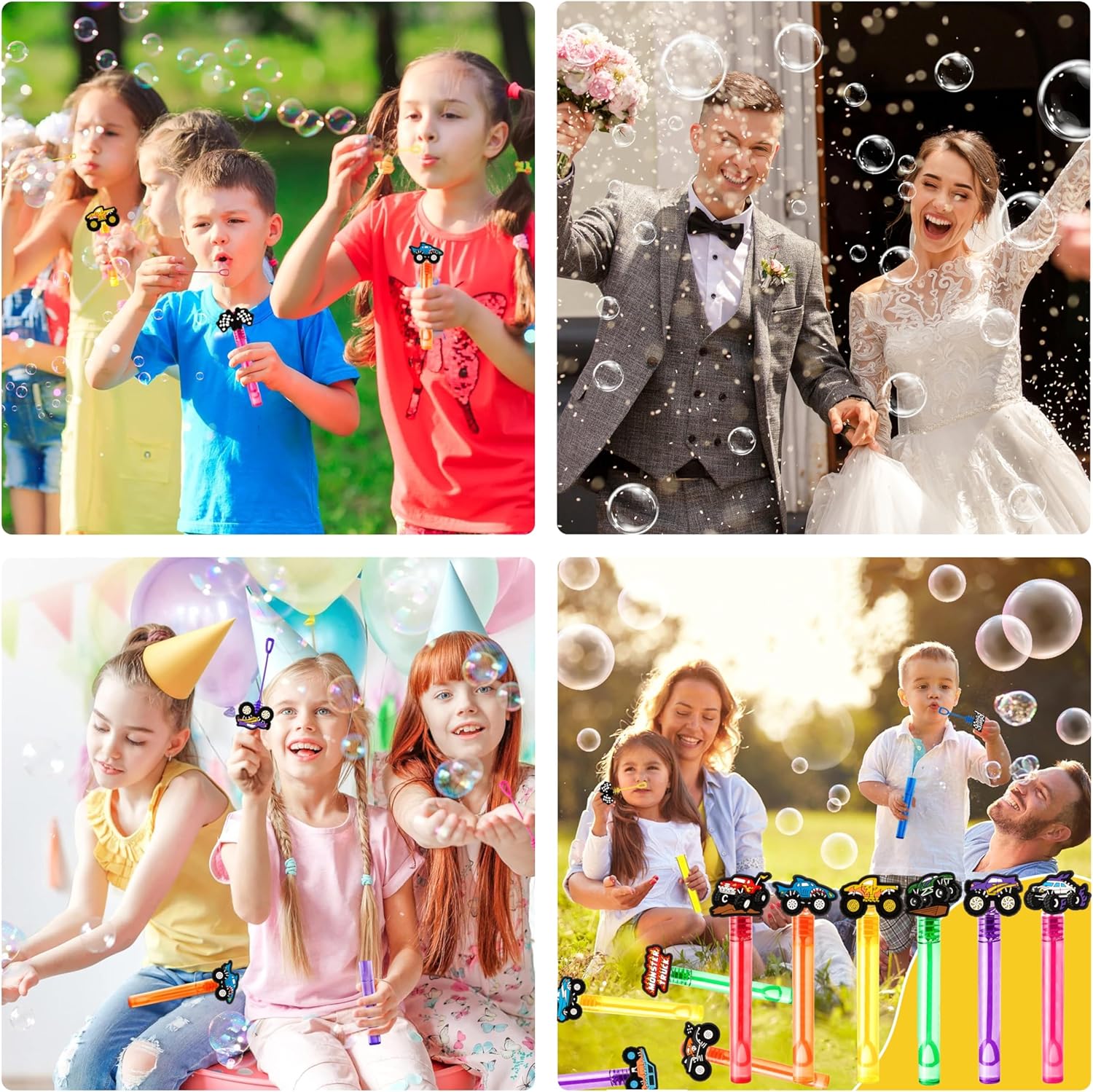 Monster Truck Party Favors for Kids – 24PCS Car-Themed Bubble Wands, Great for Birthday Party Supplies, Pinata Fillers, Goodie Bags & Classroom Rewards