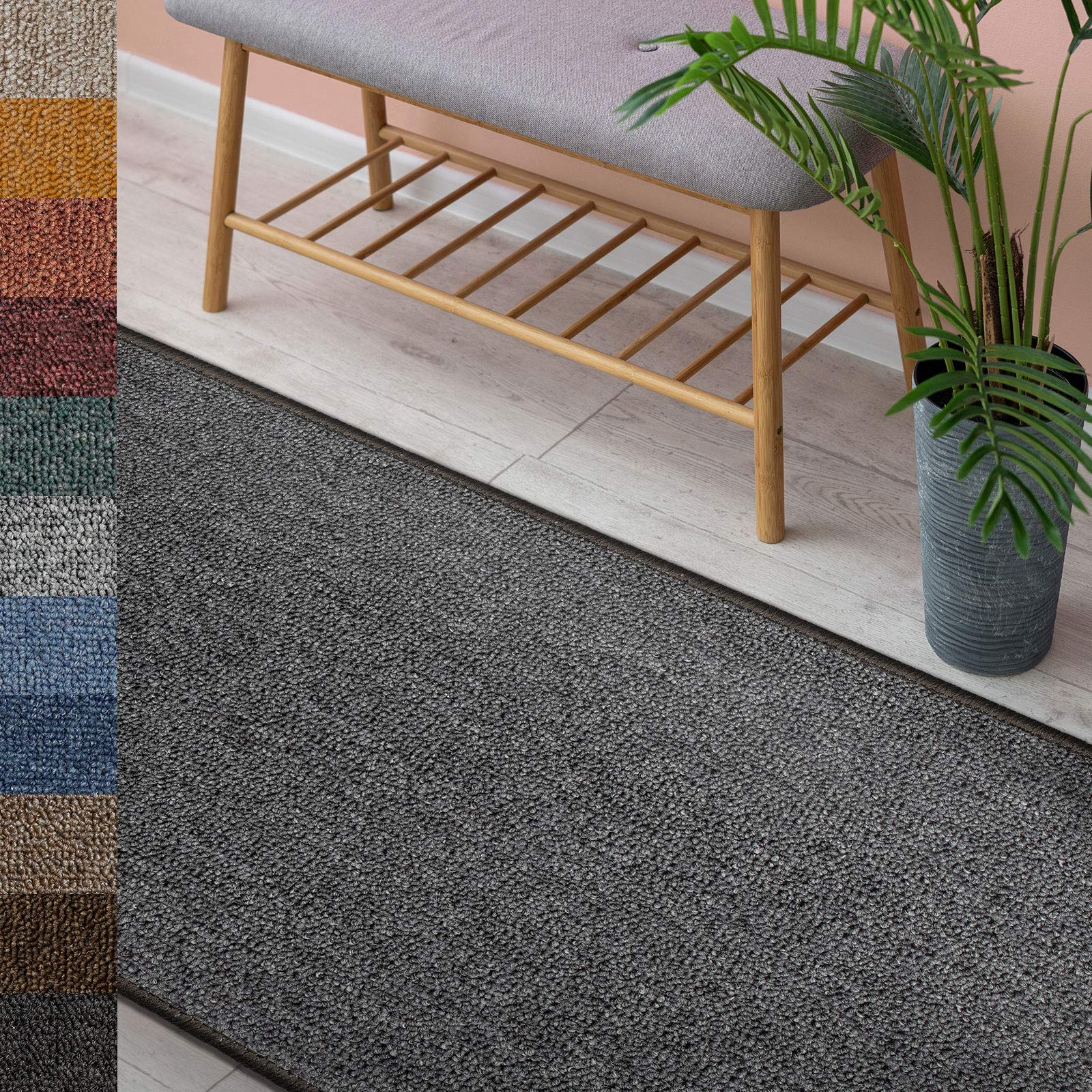 Floordirekt Dark Grey 78 London Rug | Living Rug Or Runner For Kitchen, Hallway And Living Room | Durable And Easy To Clean | 11 Colours And Many Sizes (67 X 150 Cm, )