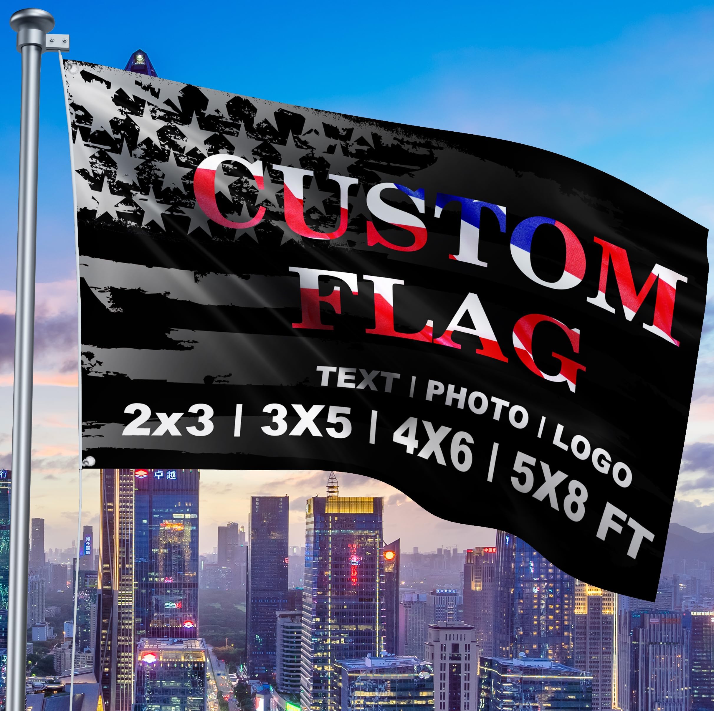 Custom Flag Personalized Double Print Flags Add Your Logo Picture Words Text Black Custom Flag