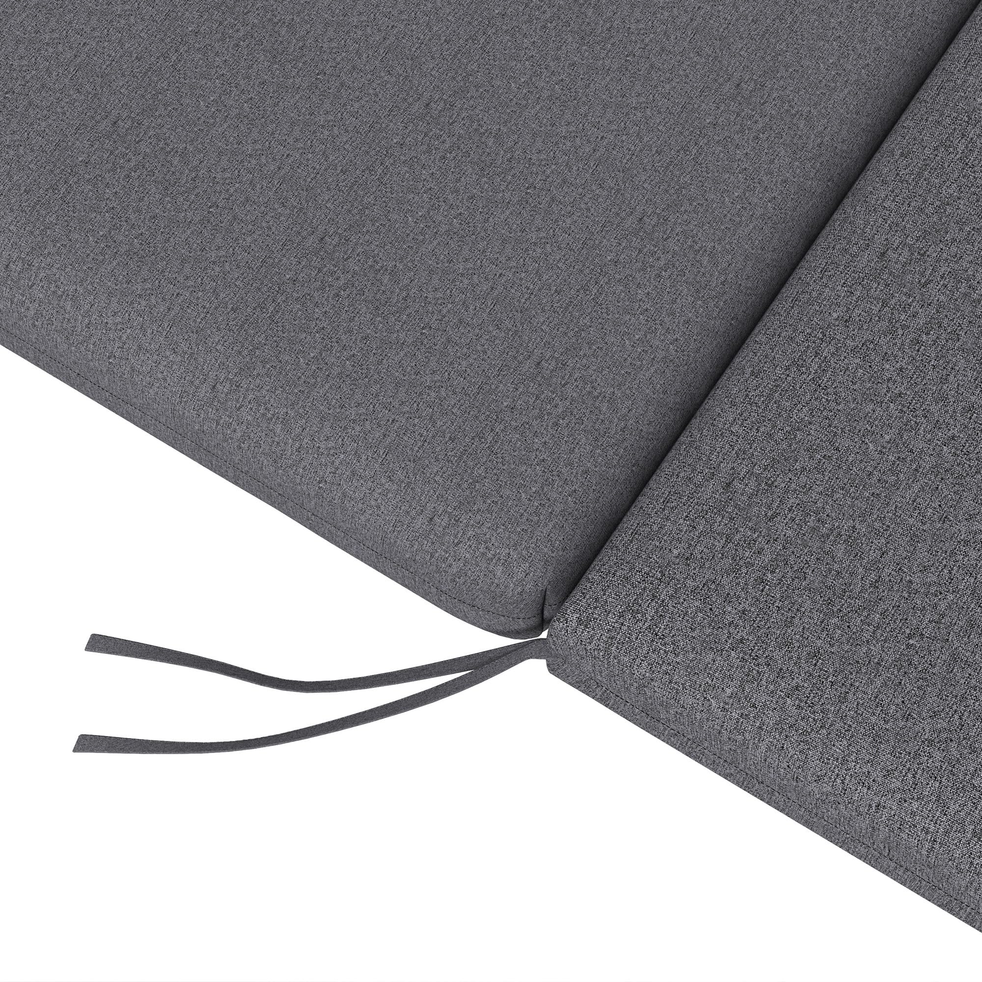 Outsunny Set 2 Cuscini per Sedie da Esterno con Lacci di Fissaggio, Cuscini da Esterno Imbottito in Cotone, per Sdraio Prendisole Giardino, 190.5x58.4x7 cm, UV50+, Grigio