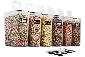 6 Pack Airtight Cereal Food Storage Containers