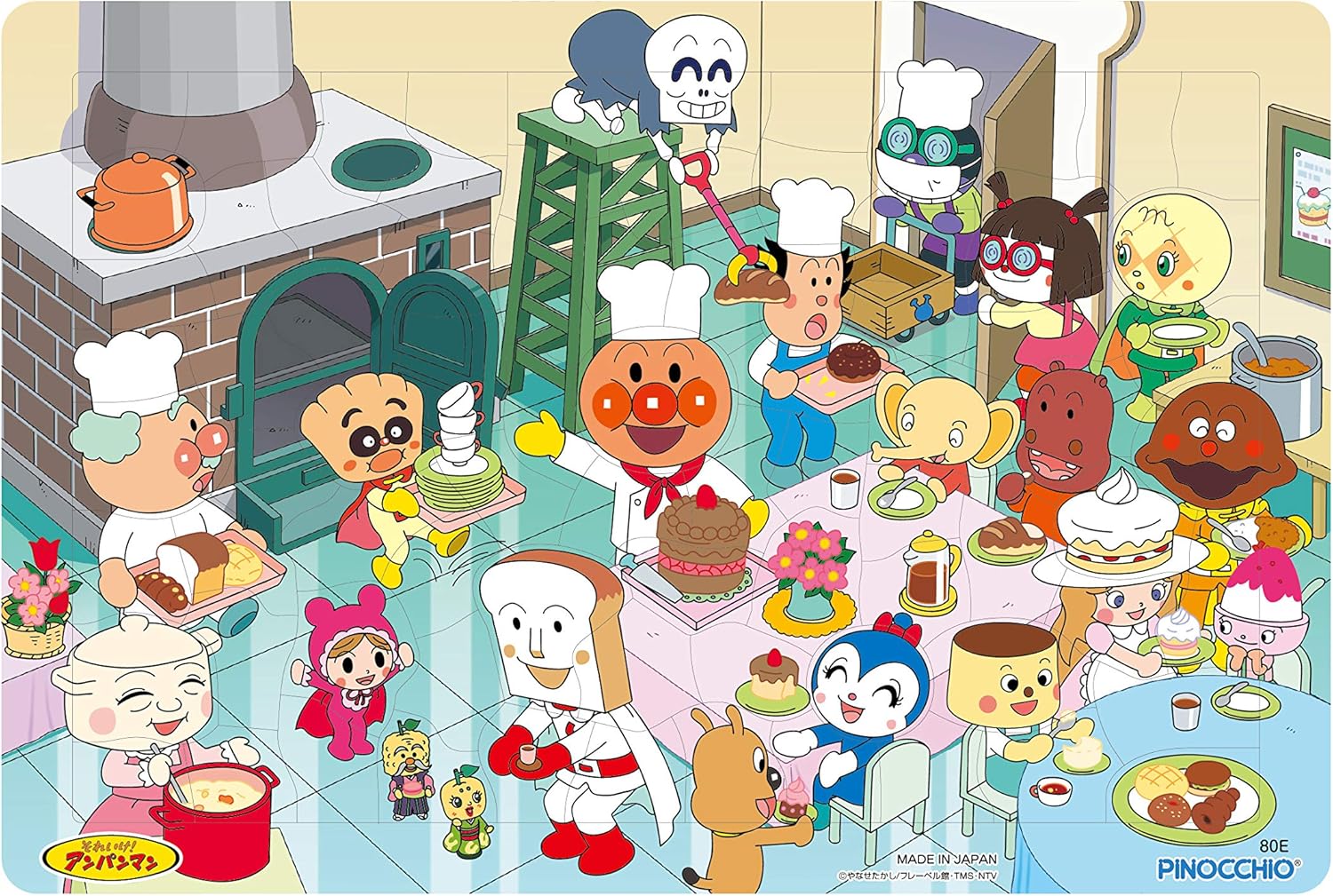 Amazon アンパンマン 天才脳はじめてのパズル 80ピース E柄 にぎやかパン工場 ジグソーパズル おもちゃ