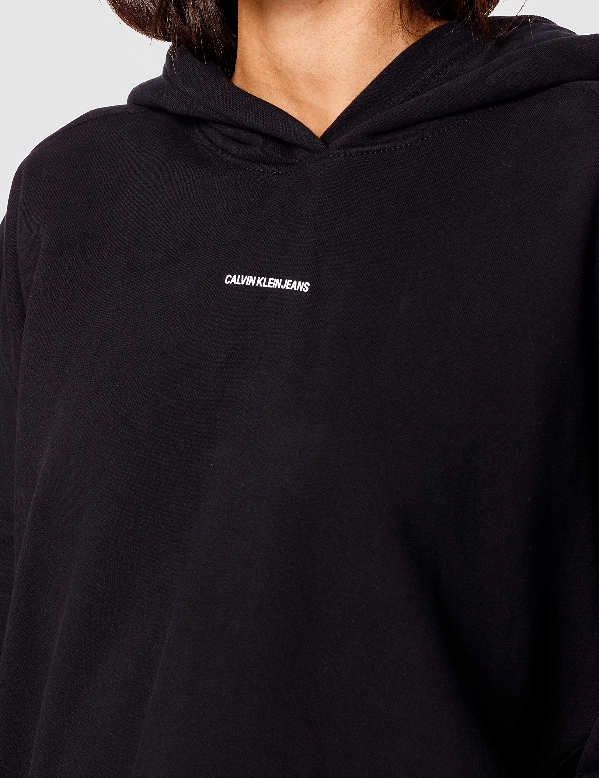 Calvin Klein Jeans Felpa con Cappuccio Micro Branding da Donna, CK Nero, XL