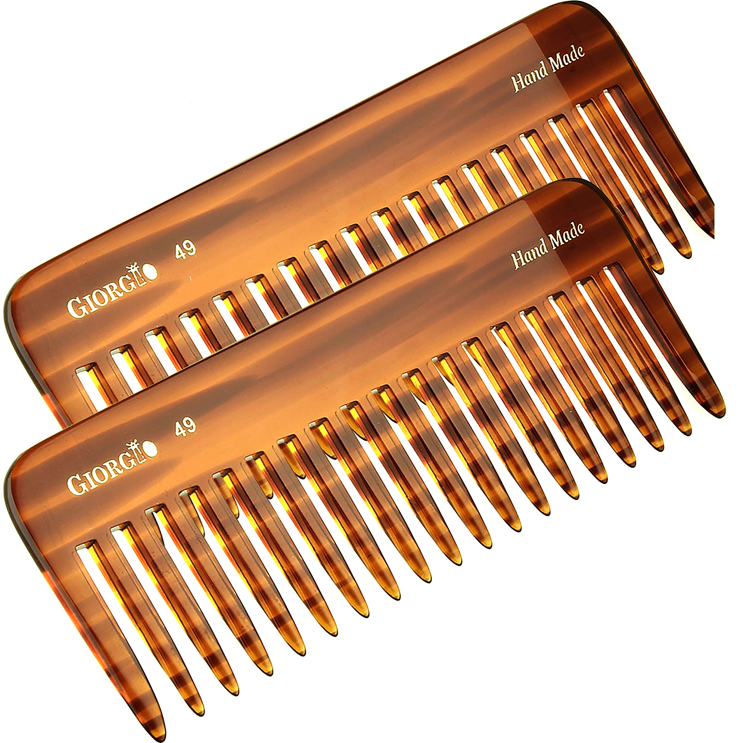 Giorgio G49 Large Hair Detangling Comb, Wide Teeth for Thick Curly Wavy Hair. Long Hairs Detangler Comb For Wet and Dry. Handmade of Quality Cellulose