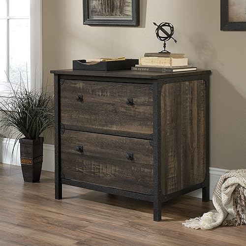 Vista 2 de Sauder Lima lateral Steel River, L: 30.08" x W: 20.75" x H: 29.53", Acabado en Roble Carbono Acabado de roble de carbono,Acabado de mezquite fresado