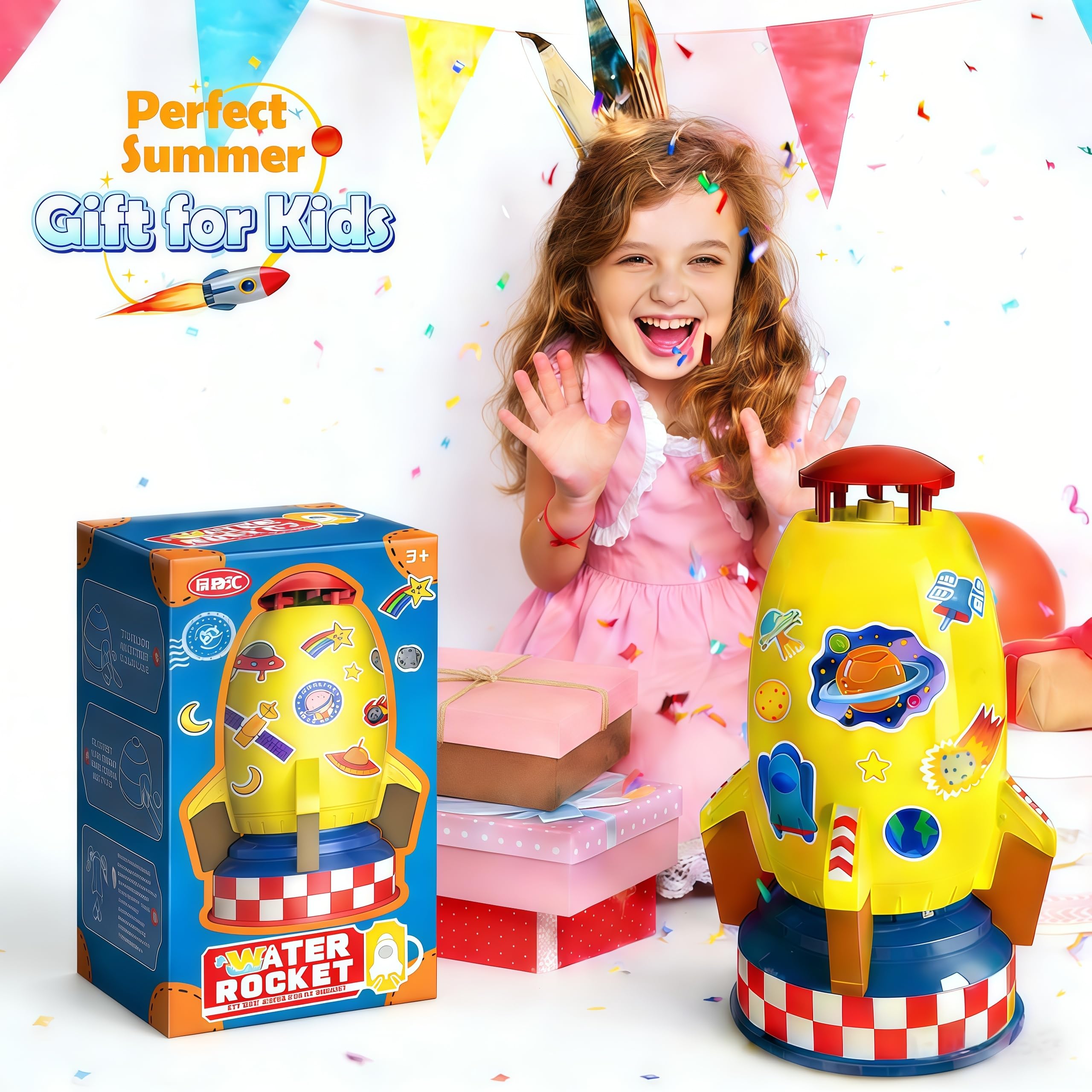 Giochi Acqua Bambini - Lanciarazzi ad Acqua per Giardino e Prato, Regalo di Compleanno per Bambini e Bambine da 3 a 14 Anni