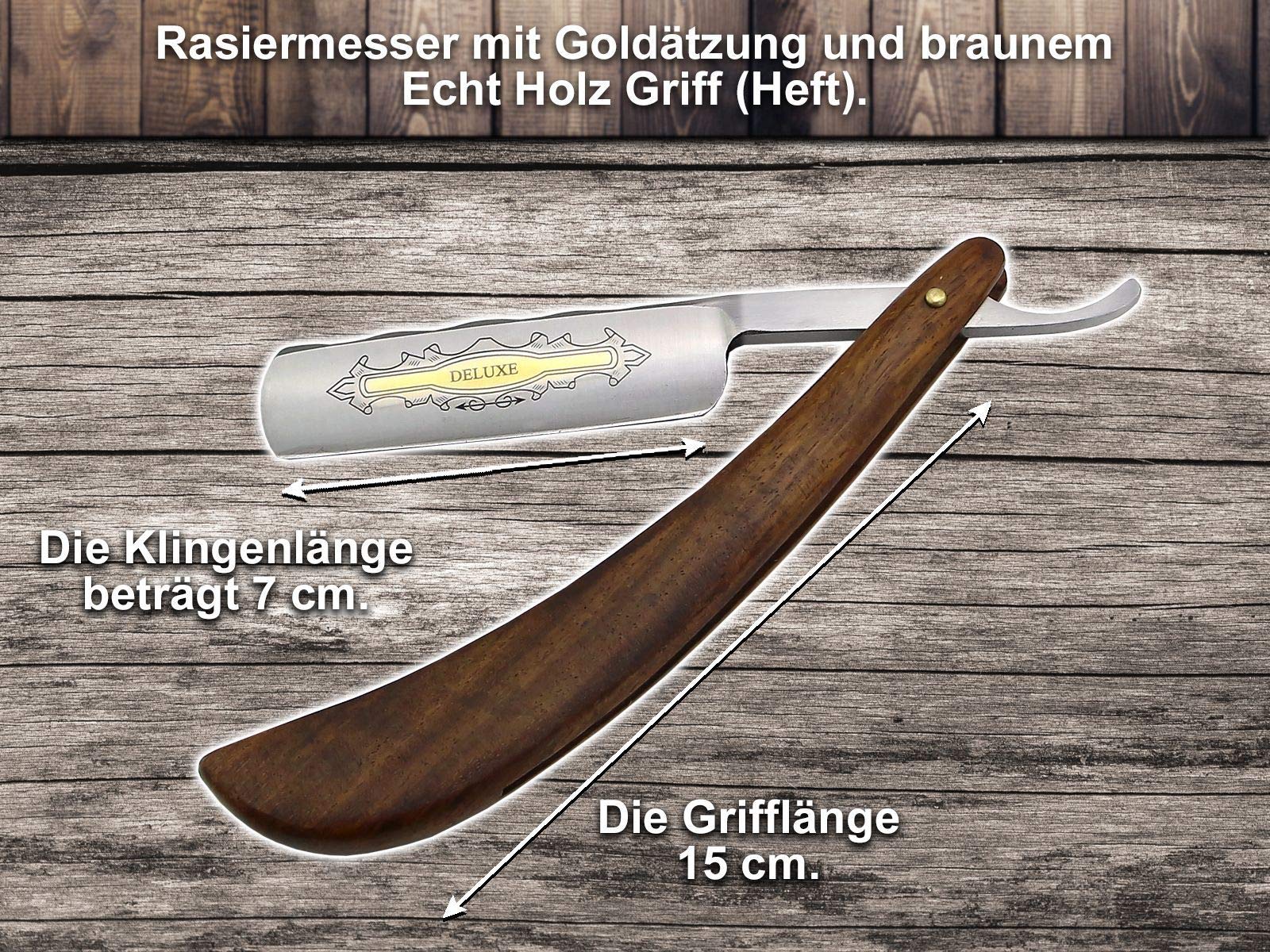 Rasiermesser Set 7 Teilig Komplett Rasier Set mit Paste aus Solingen | Klassisches Rasur-Set inkl. Rasier box, Rasierpinsel, Lederriemen, Bartschere Zupfpinzette - Ein schönes Männergeschenk