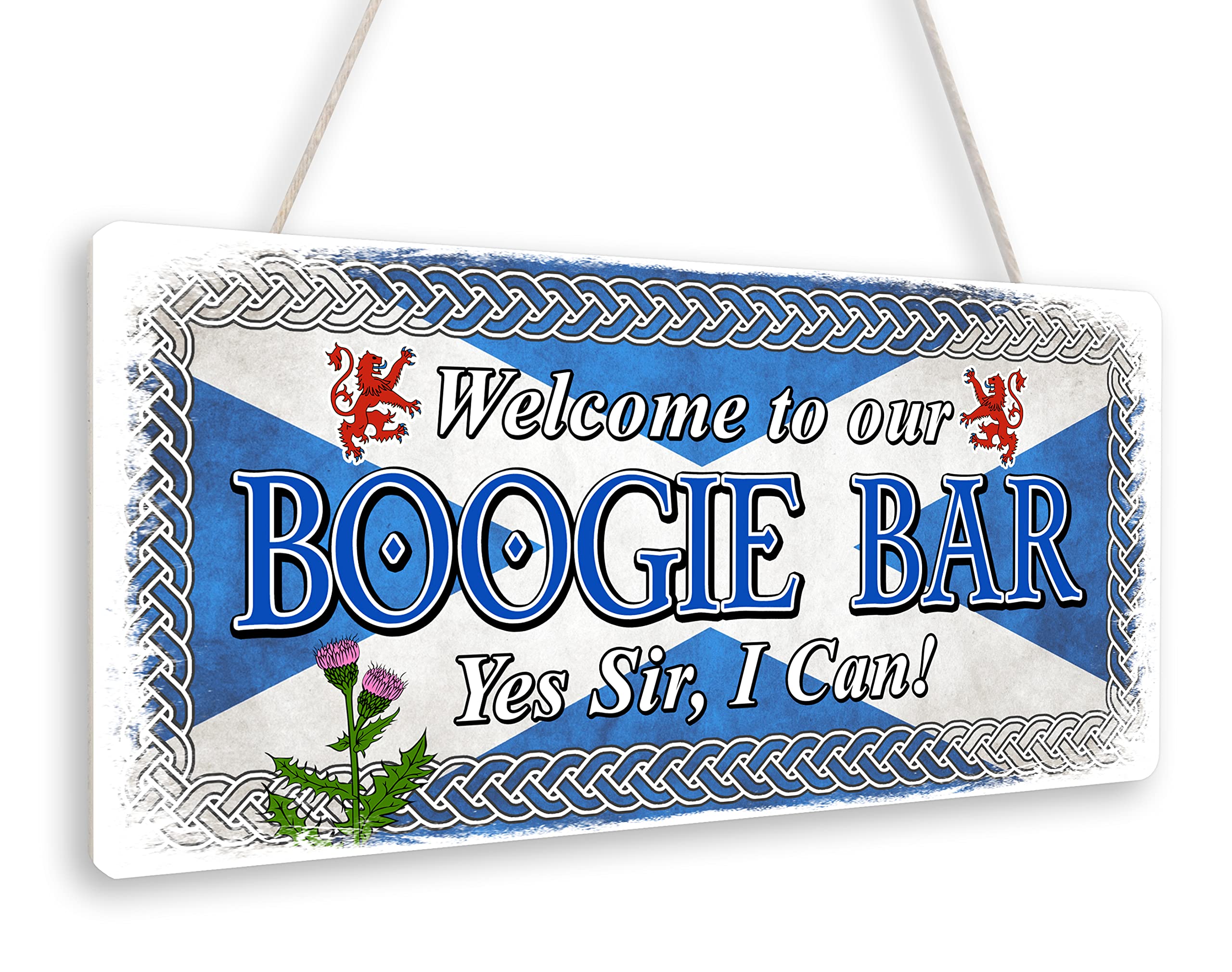 Welcome to Our Boogie Bar Scotland Saltire Man Cave Door Sign Plaque