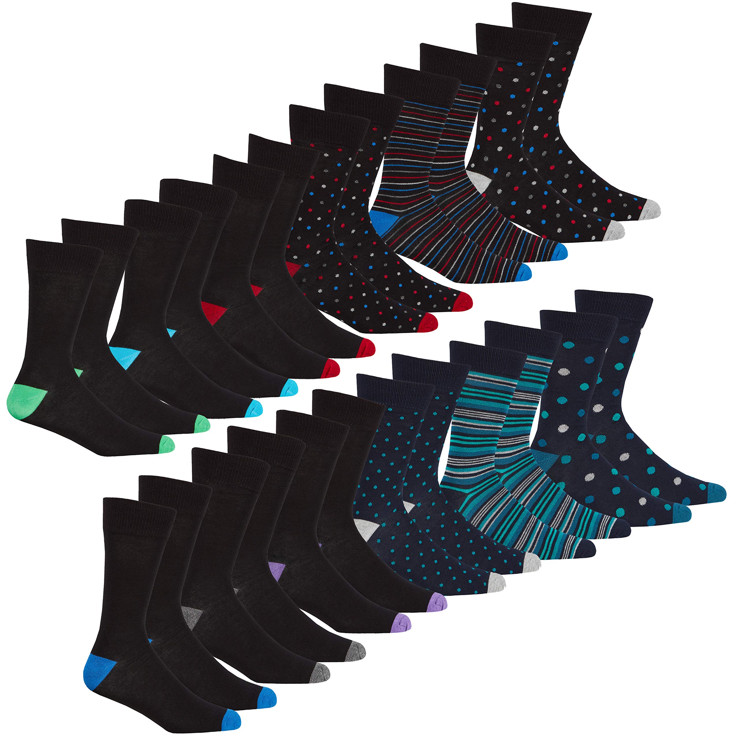 Metzuyan MENS 3PK BAMBOO PLAIN HEEL & TOE SOCKS Plain with Dotted 6-11