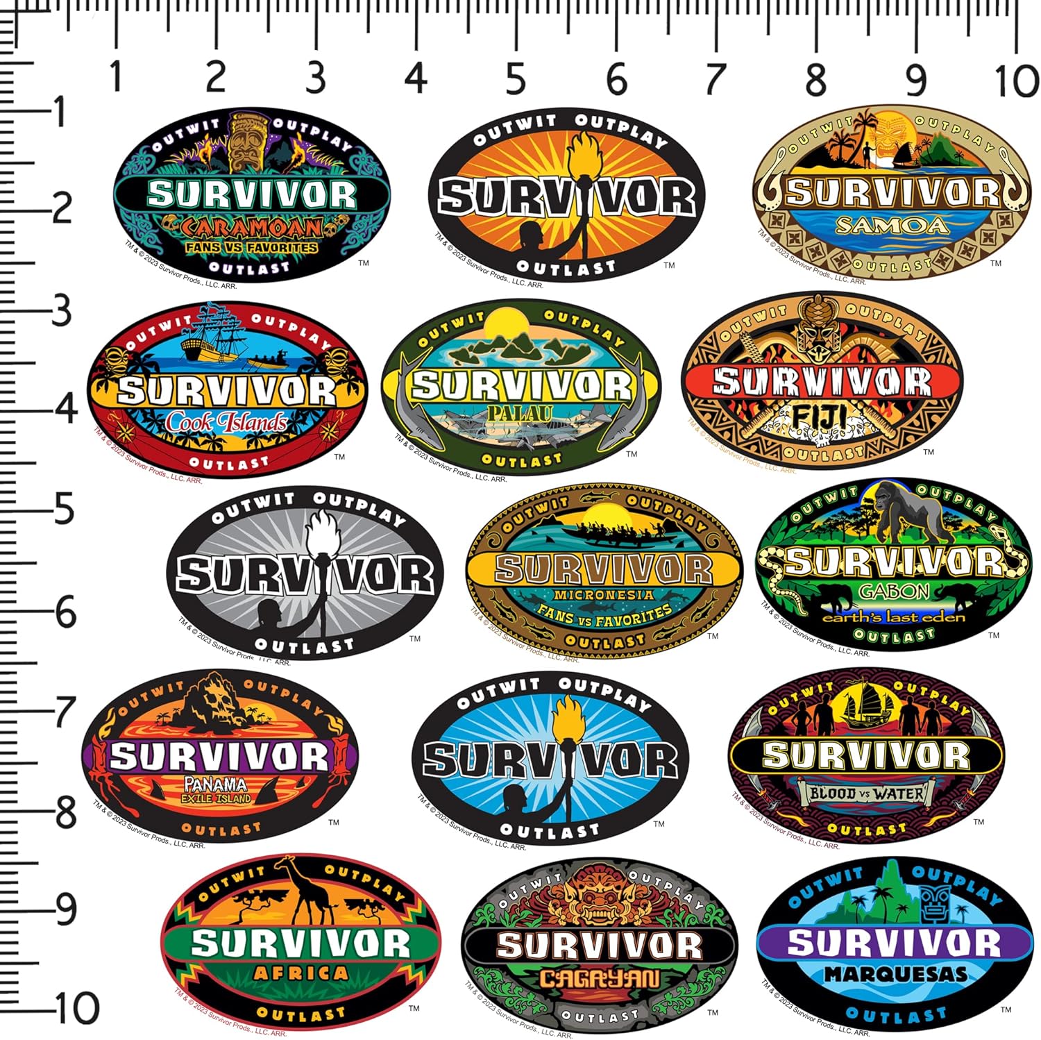 Survivor 200ct Die Cut Vinyl Stickers Variety Pack – Iconic Season Logo Decals for Laptop, Water Bottle, Scrapbooking, Tablet, Indoor & Outdoor Use