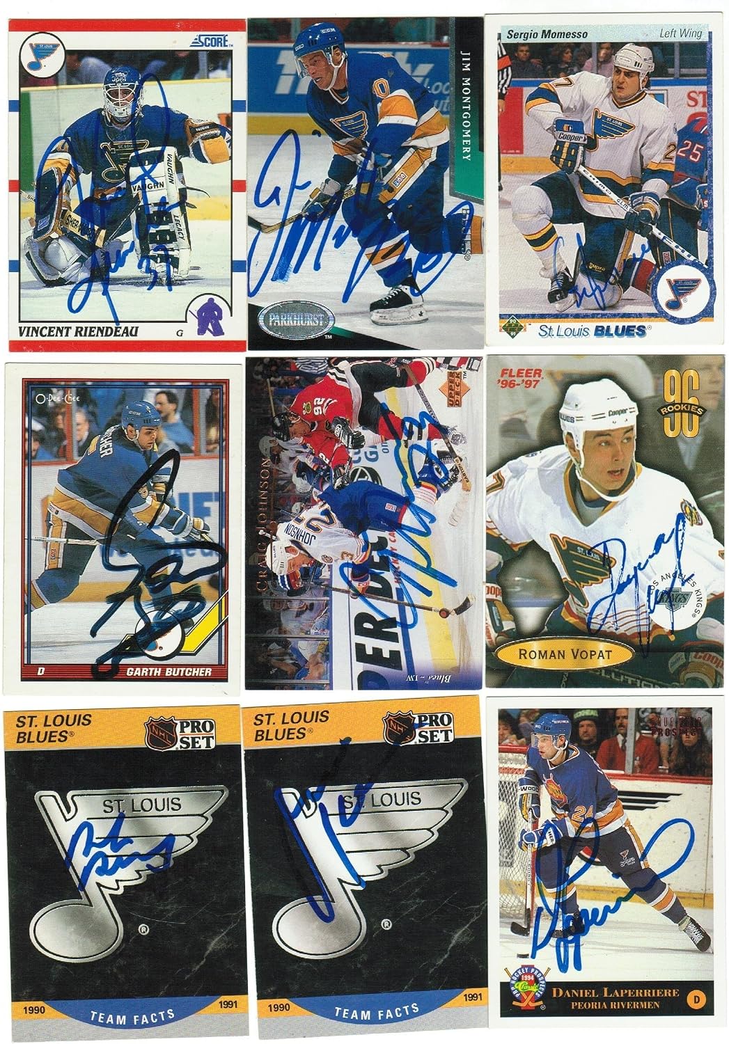 Topps St. Louis Lot of 9 Autographed Cards - NHL Autographed Hockey Cards