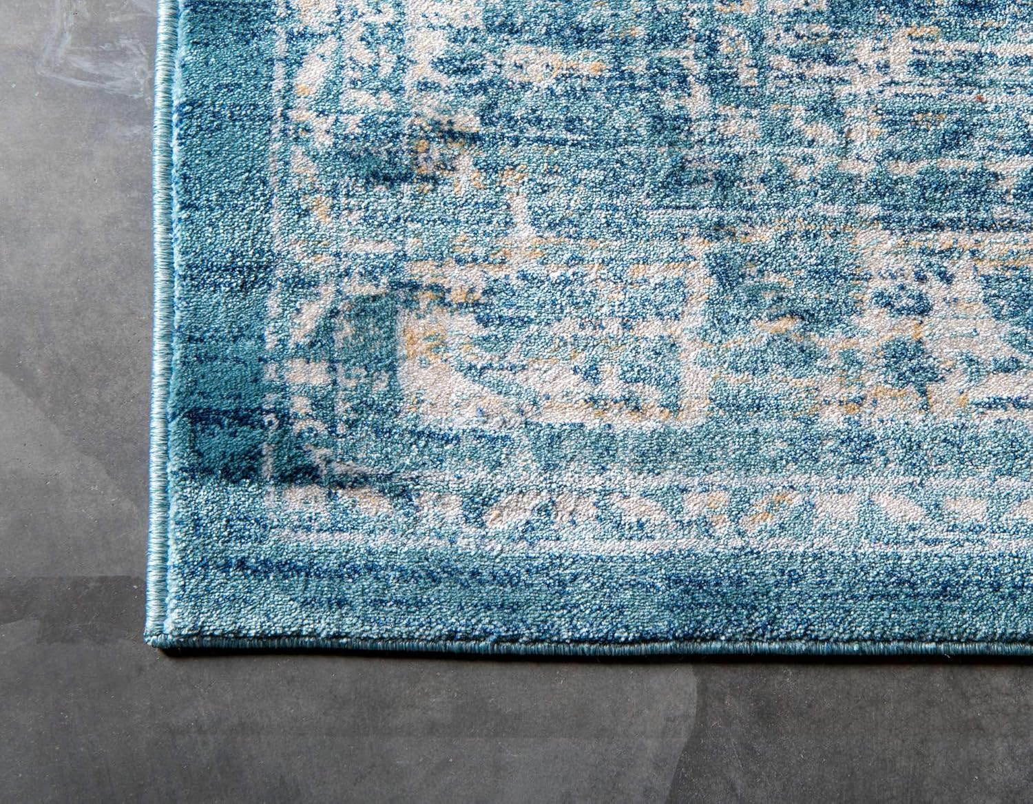 Unique Loom Oslo Collection Distressed Vintage Traditional Navy Blue Area Rug (5' x 8')